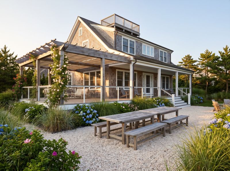 Beach House Deck with Attached Pergola