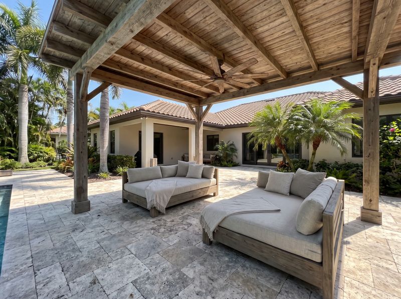 Cedar Pergola Sheltering Poolside Daybeds
