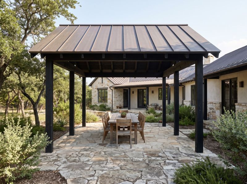 Covered Dining Pergola with Metal Roof