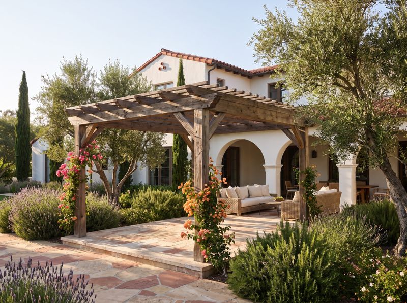 Freestanding Timber Pergola on Stone Patio