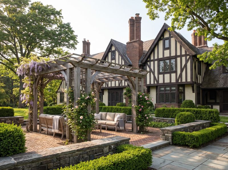 Freestanding Timber Pergola with Brick Patio