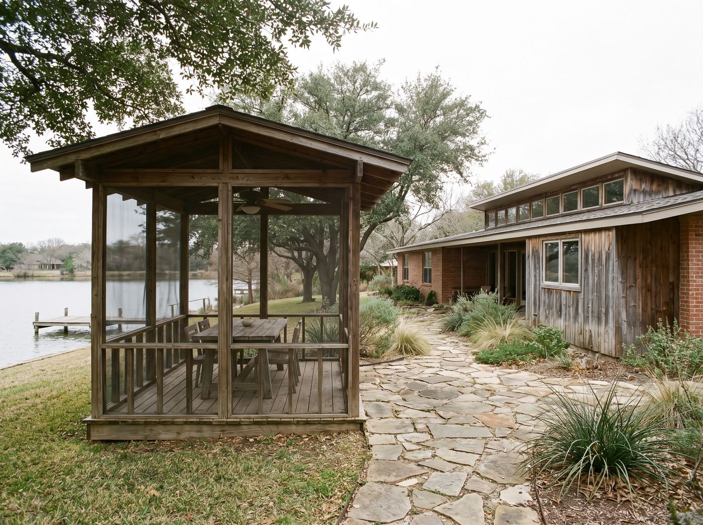 Lakeside Screened Gazebo with Dining Area
