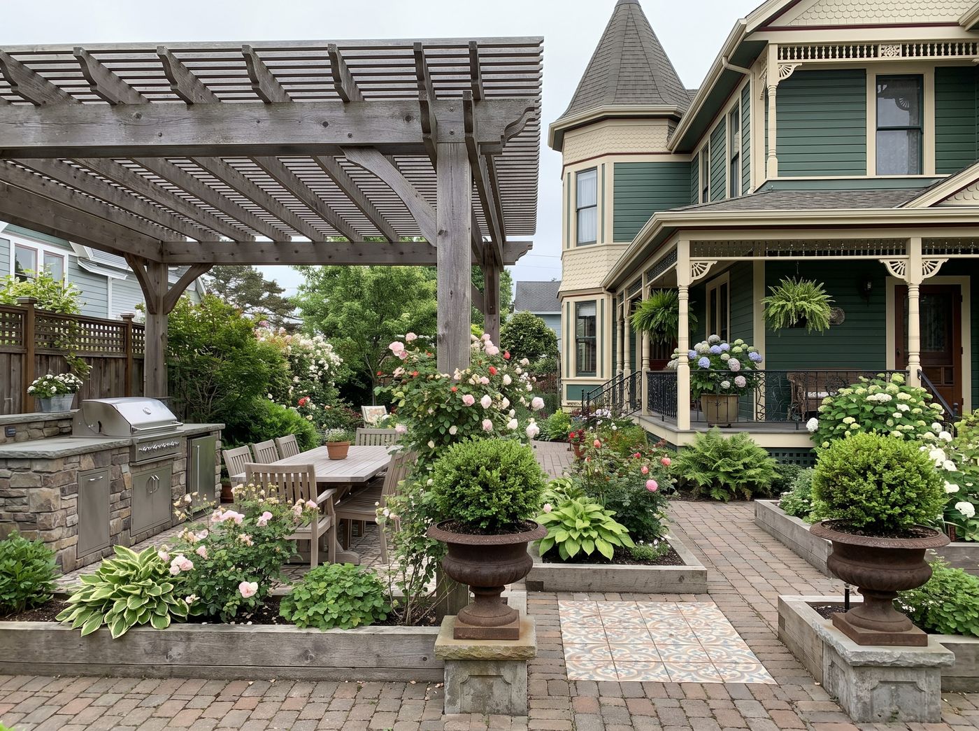 Outdoor Kitchen Pergola in Victorian Courtyard