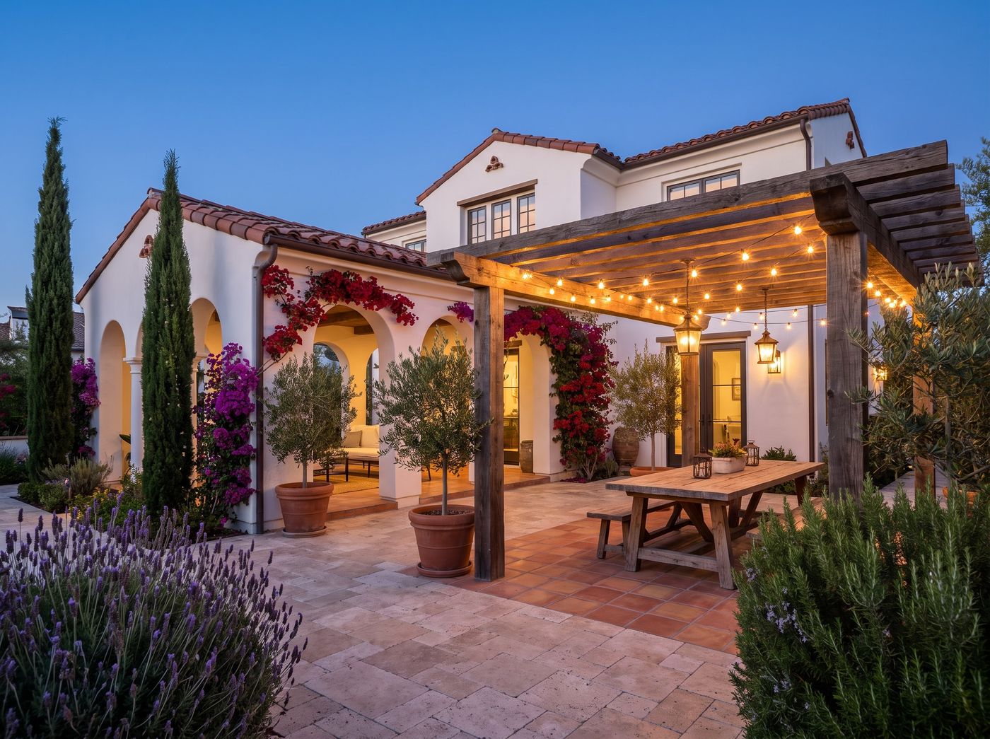 Timber Dining Pergola with String Lights