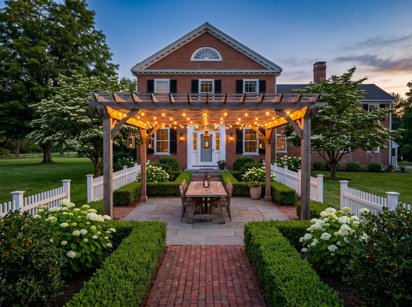 Timber Dining Pergola with String Lights