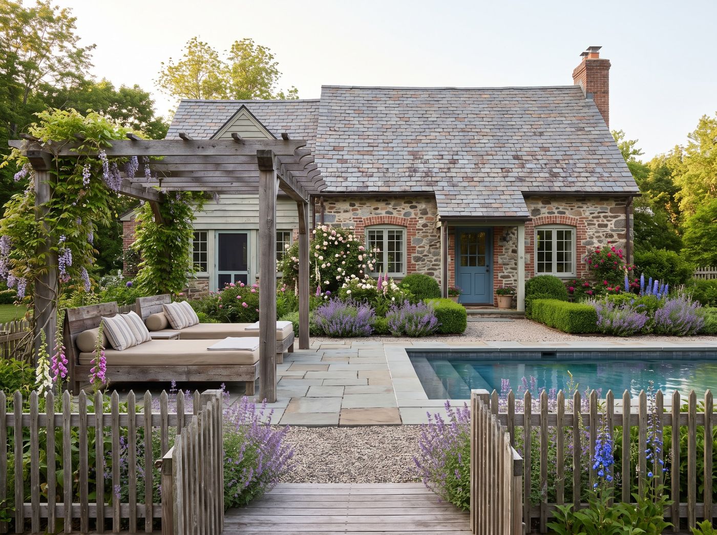 Timber Pergola Over Poolside Daybeds