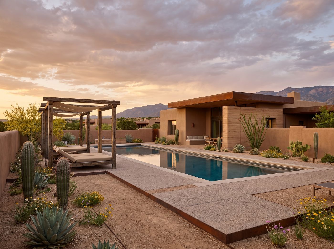 Timber Pergola Shading Poolside Daybeds