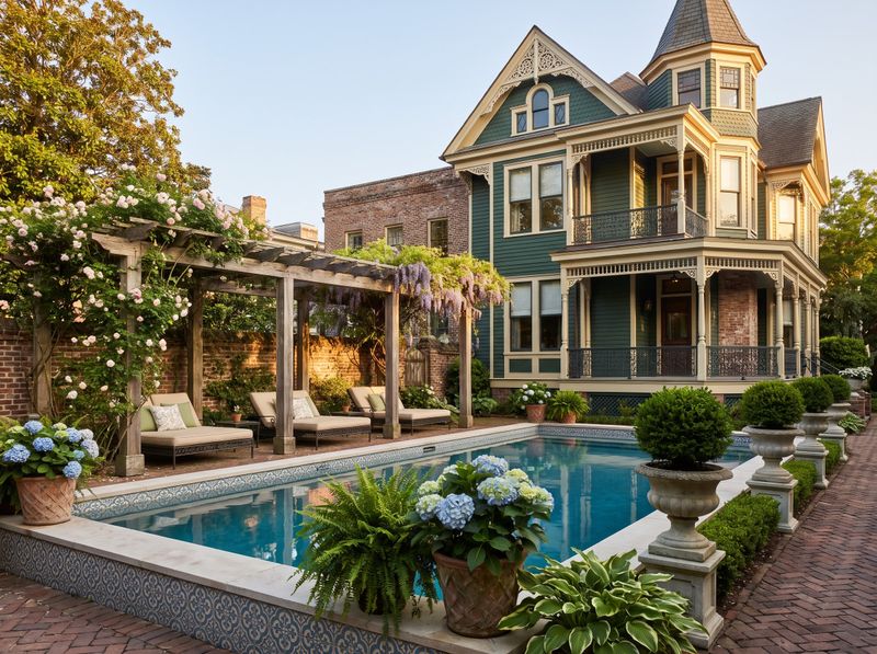 Vine-Covered Timber Pergola Beside Pool