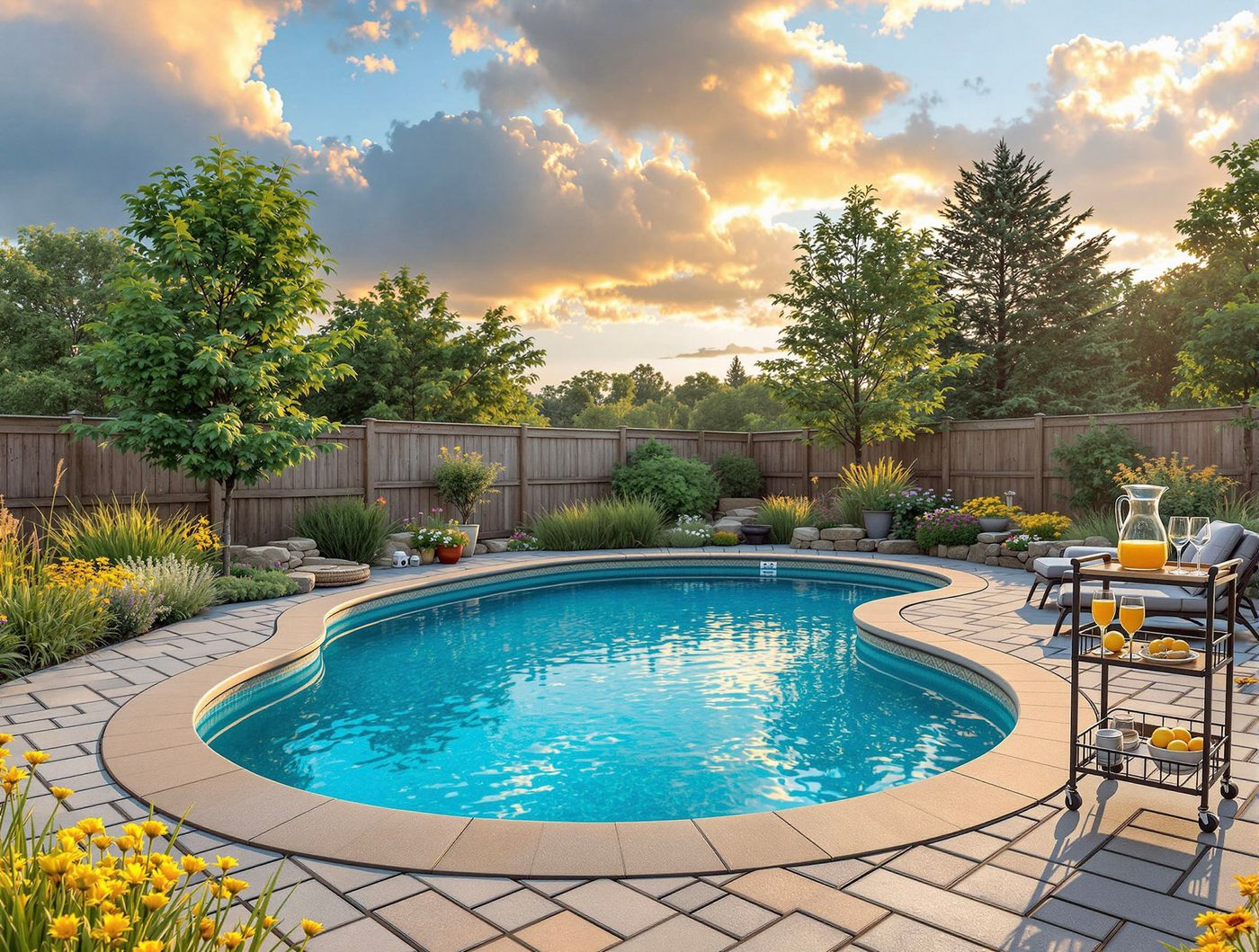 Kidney Pool at Golden Hour with Beverage Cart