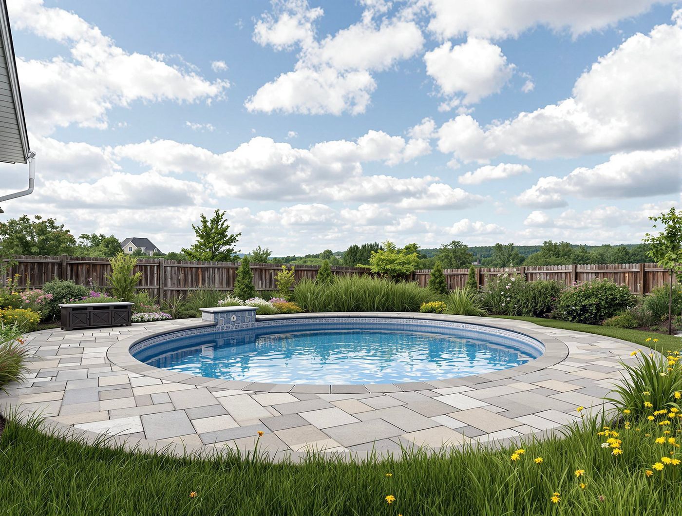Circular Pool Framed by Bluestone Patio