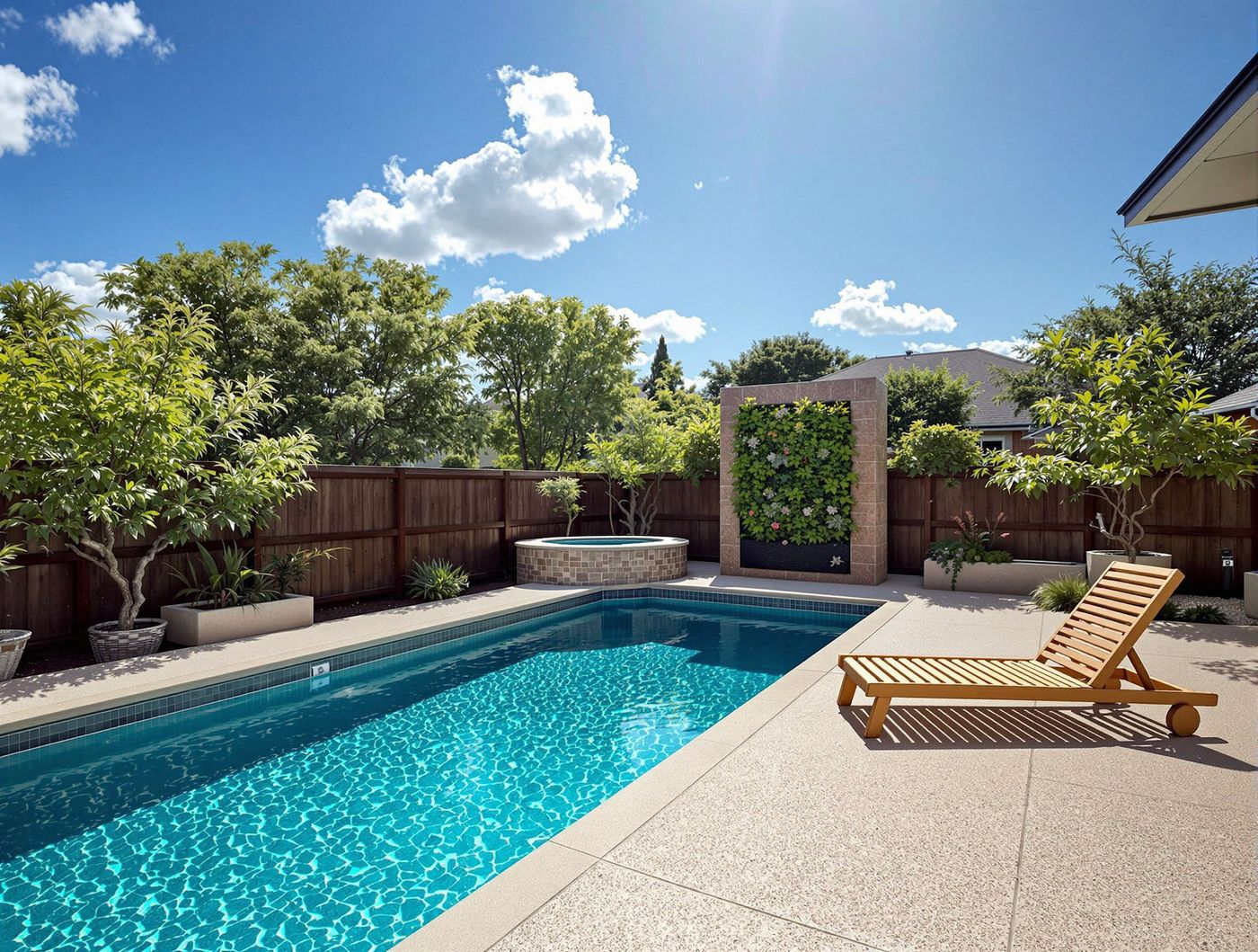 Pool with Vertical Garden Wall Feature