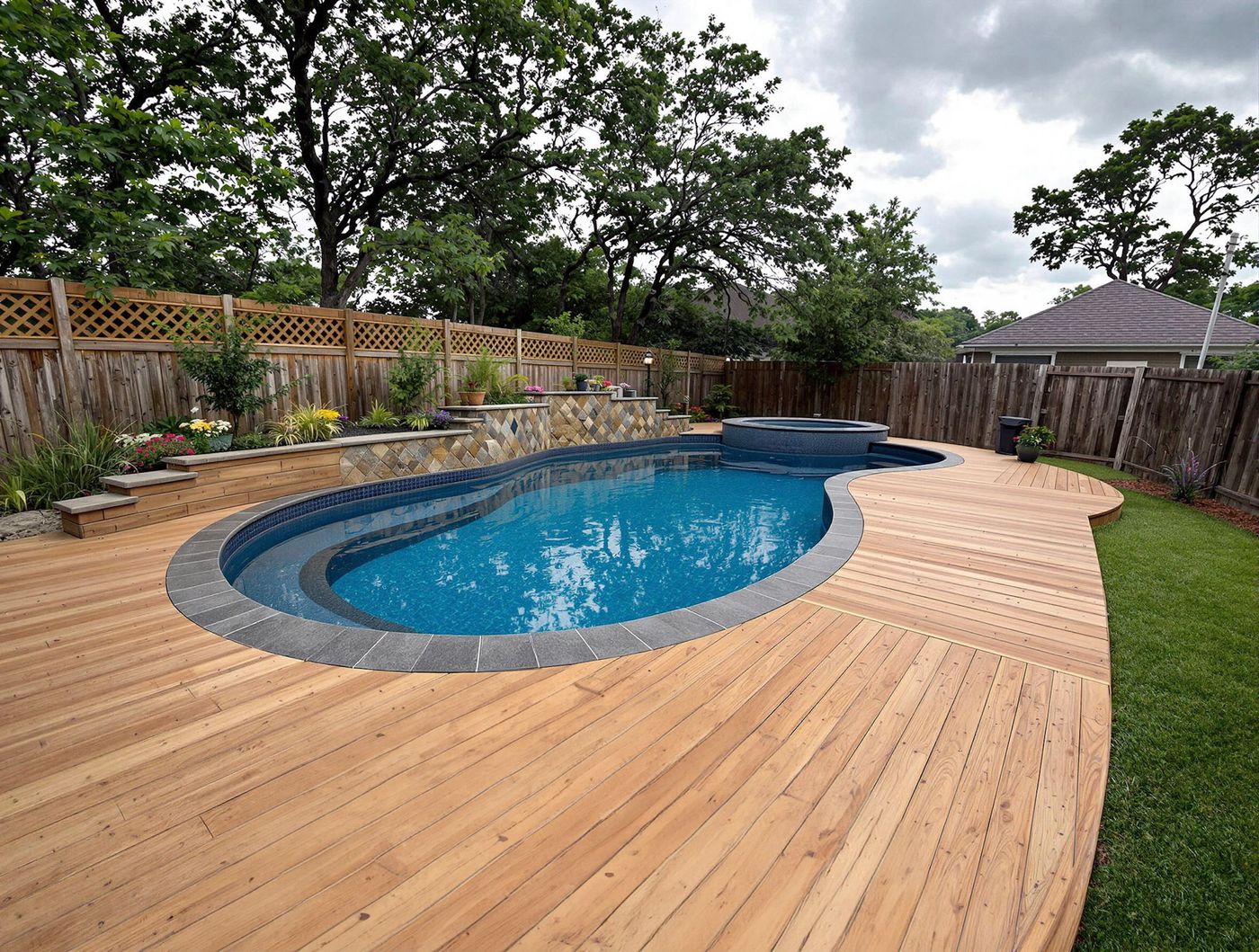 Wraparound Deck Pool with Spa