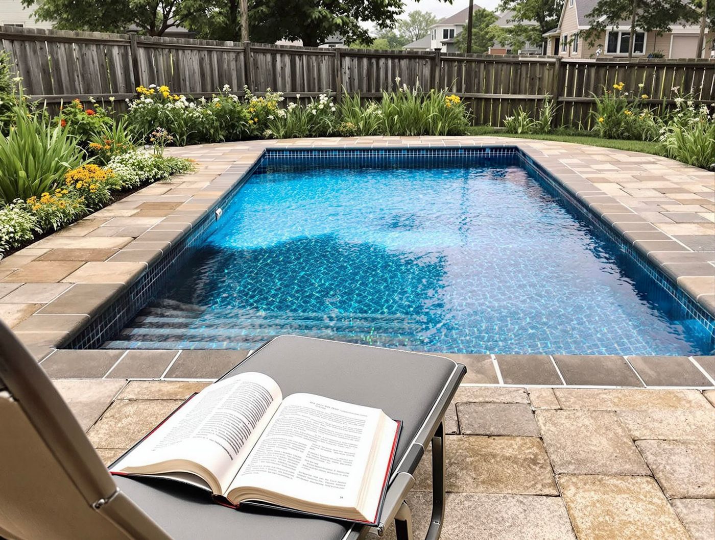 Garden Pool with Blooming Border