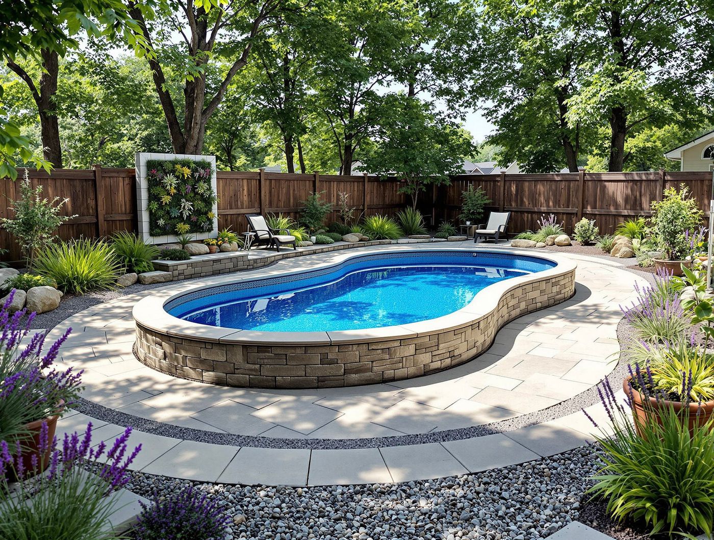 Shaded Pool with Living Wall Accent