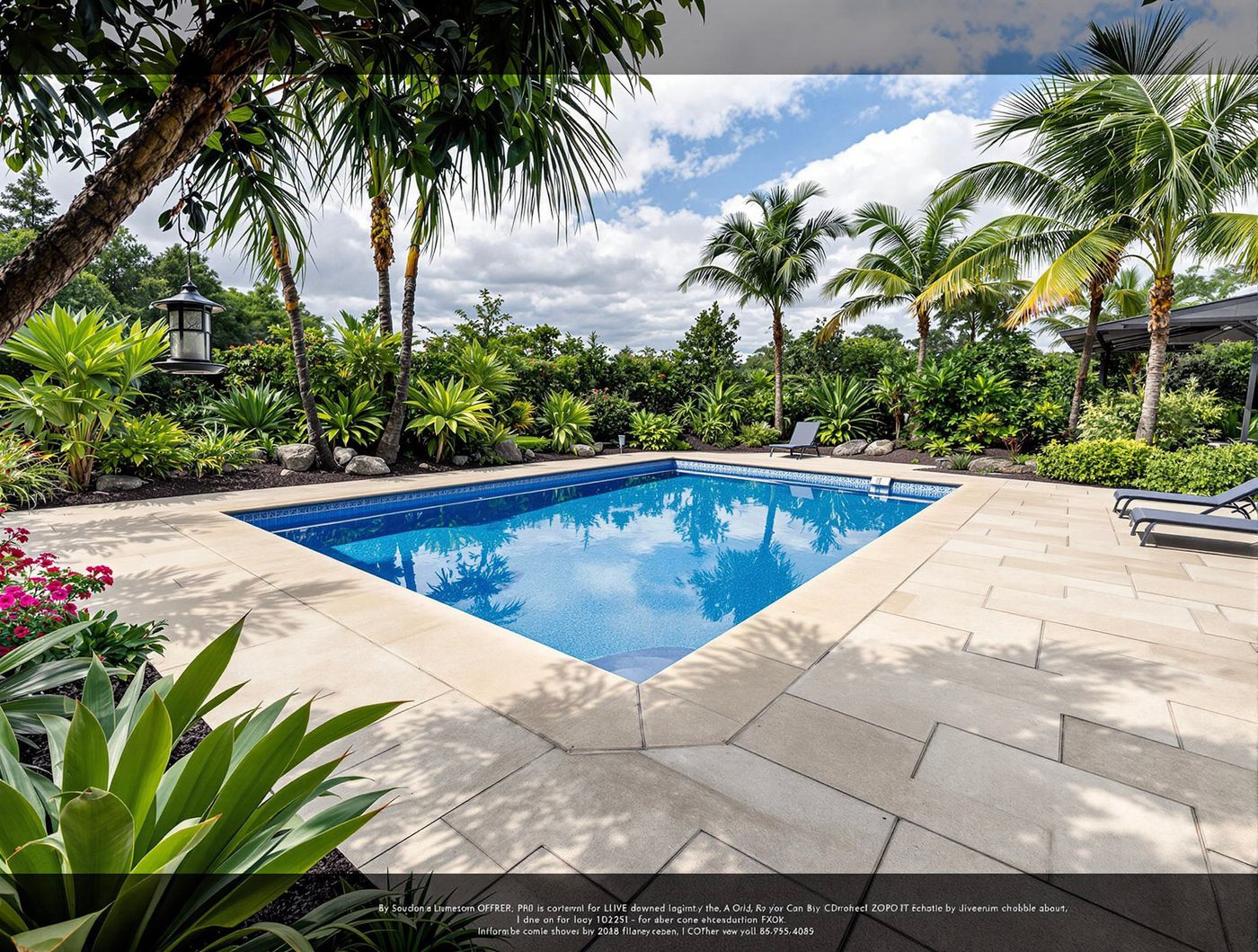 Tropical Pool Framed by Palm Trees