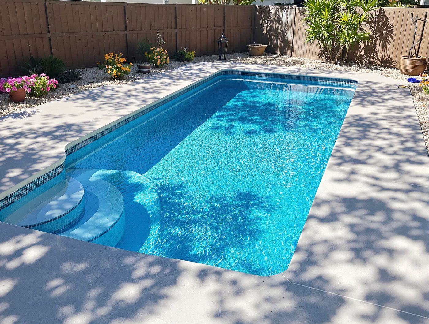 Fiberglass Pool with Tanning Ledge Steps