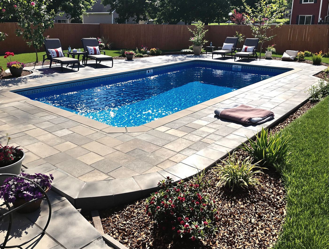 Rectangular Pool with Paver Sunning Deck