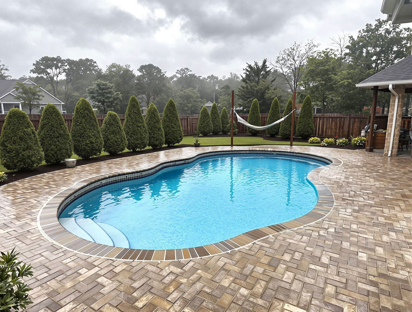 Free-Form Pool with Paver Patio and Hammock