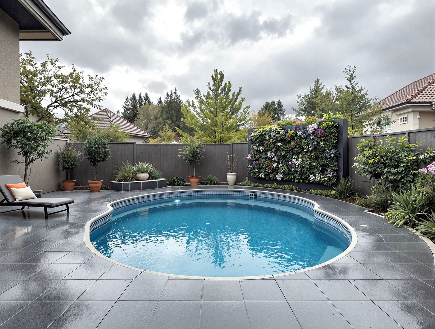 Small Pool with Vertical Garden Wall