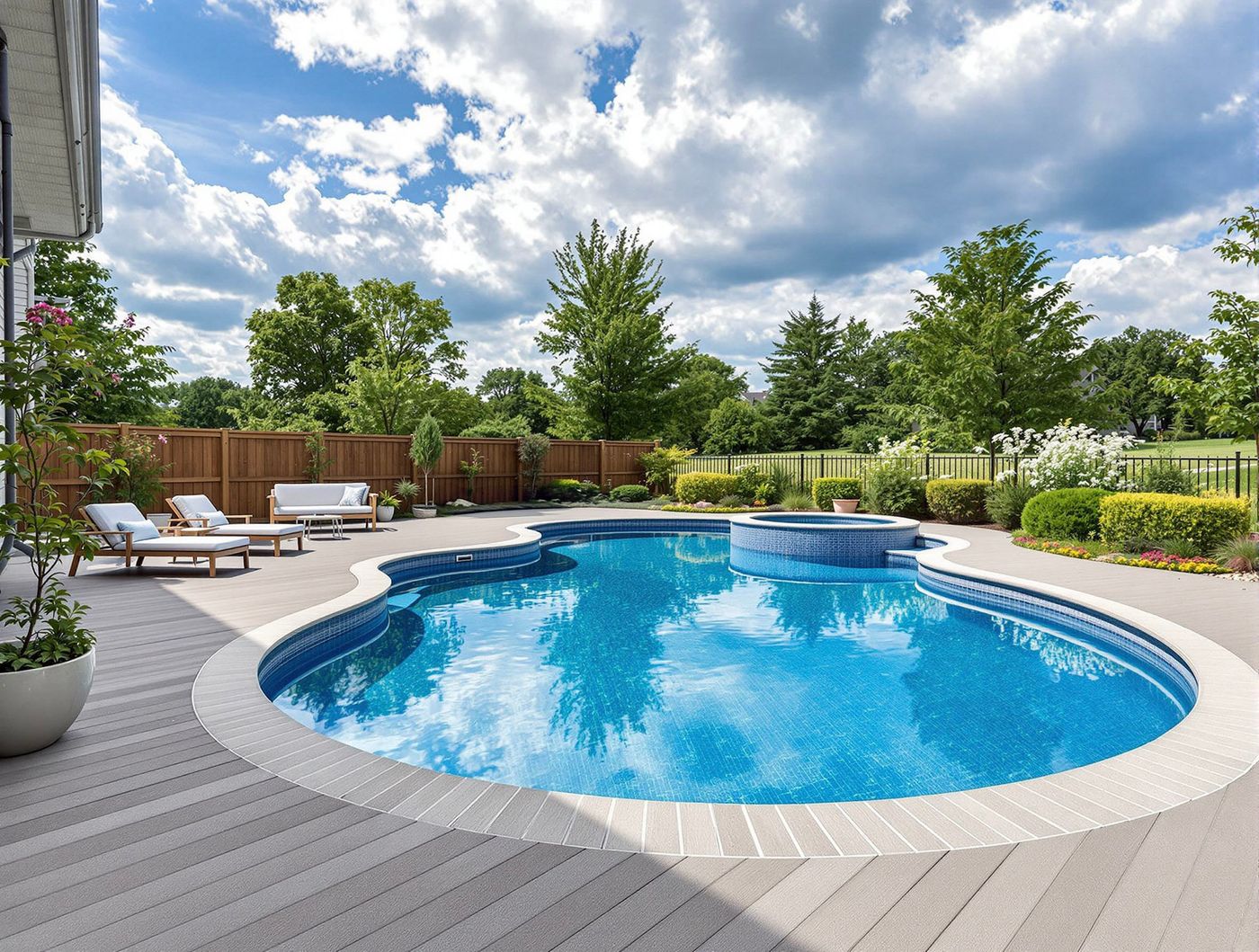 Kidney-Shaped Pool with Raised Corner Spa