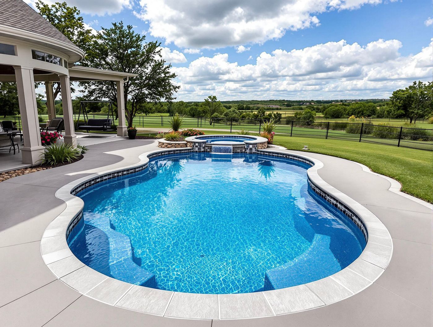Freeform Pool with Golf Course Backdrop