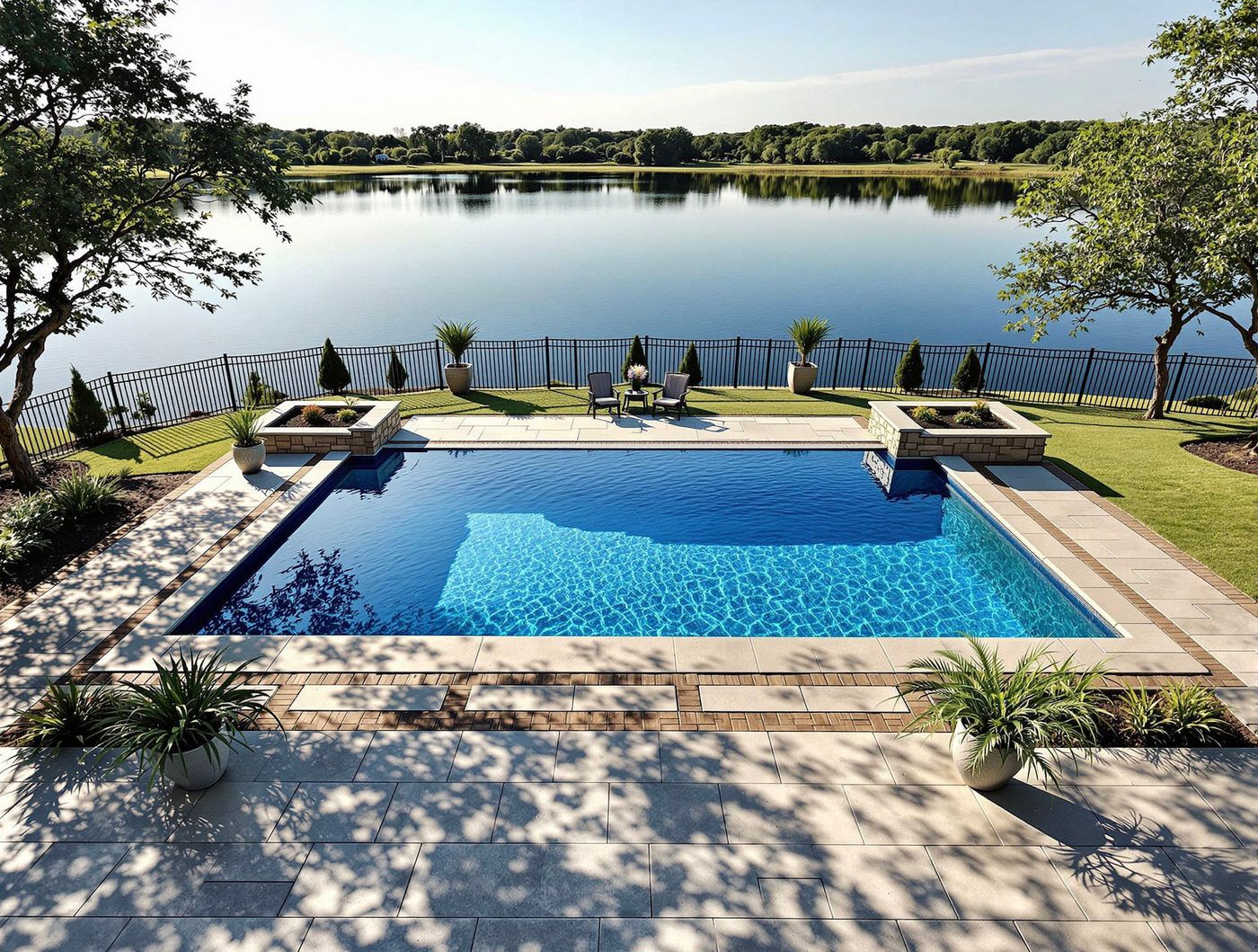 Rectangular Pool Overlooking the Lake
