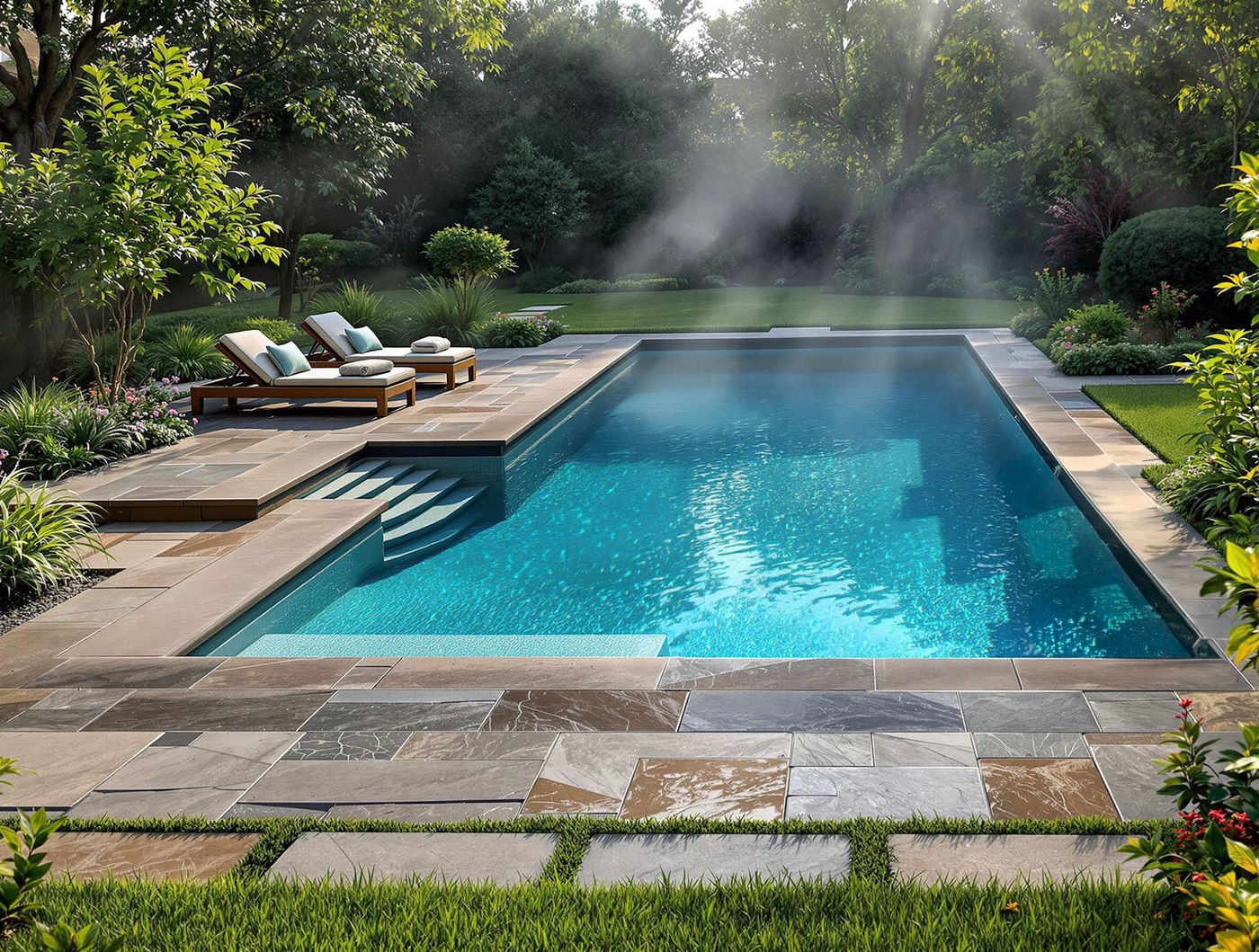 Rectangular Pool with Steam Rising