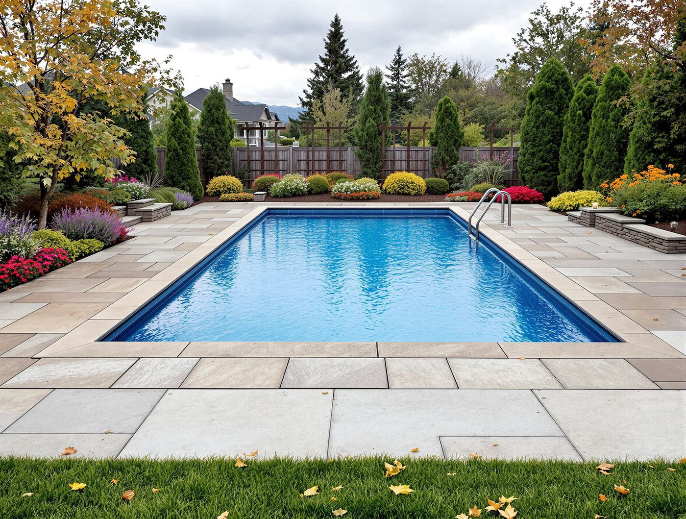 Rectangular Pool with Autumn Foliage