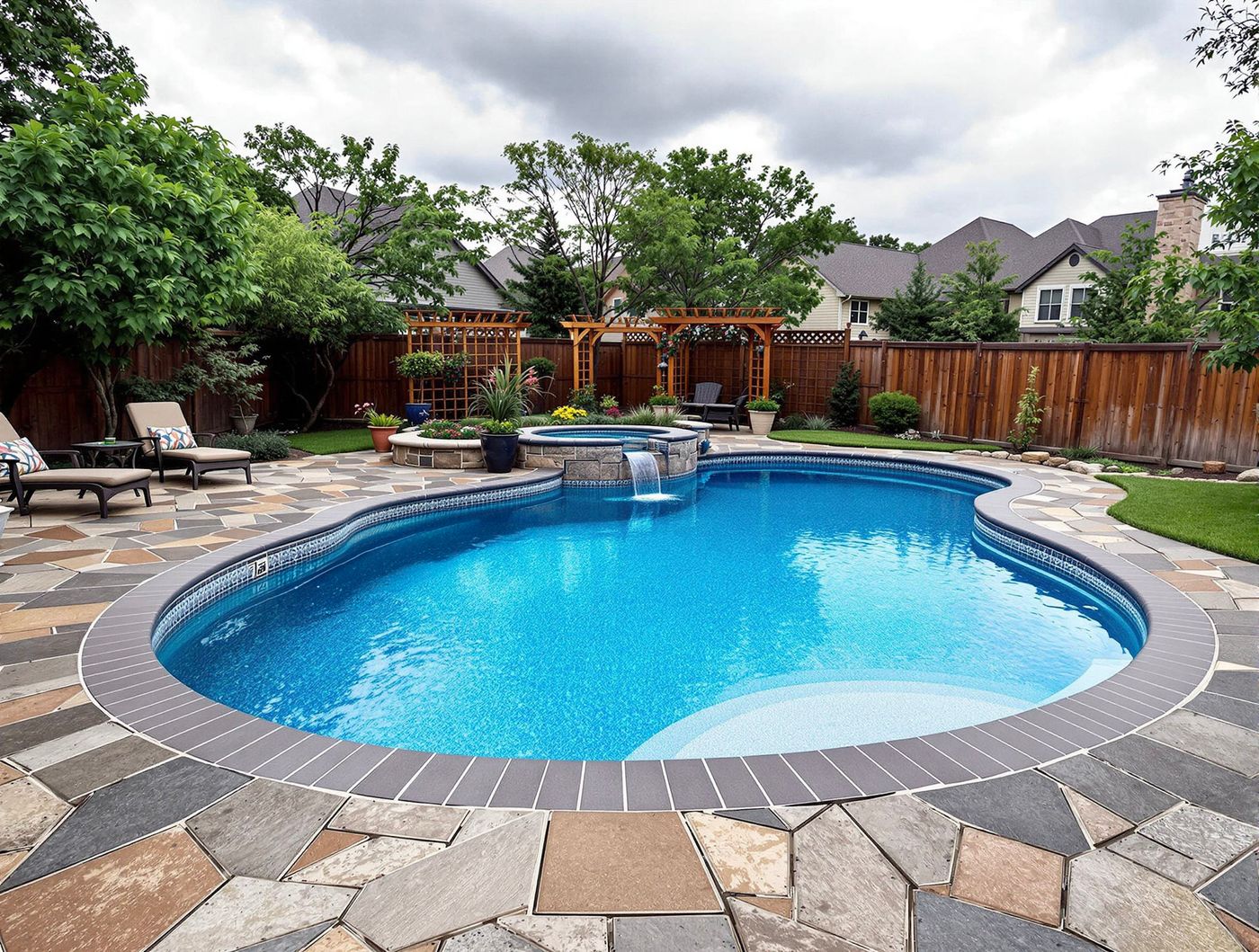 Figure-Eight Pool with Waterfall Spa