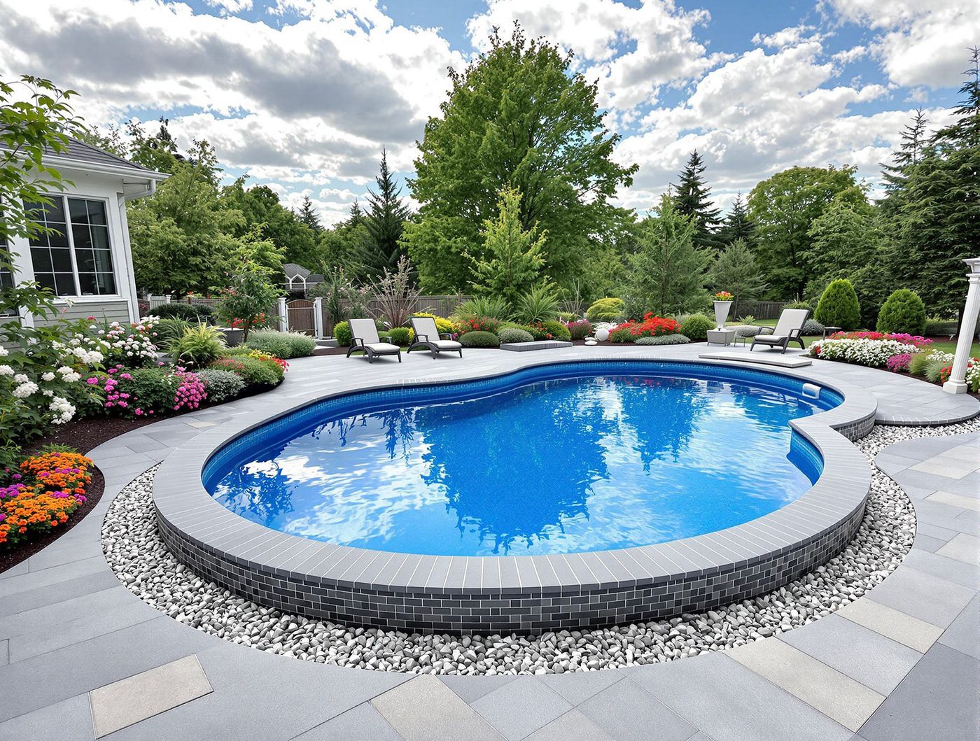 Kidney Pool with Pebble Border