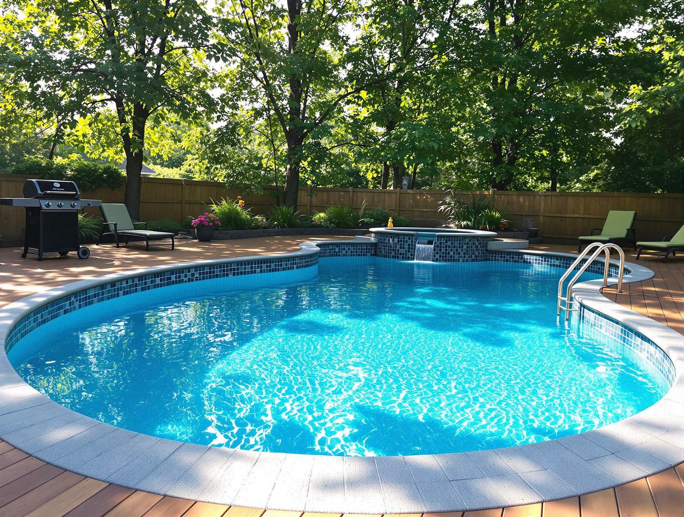 Round Pool with Raised Spa Spillway