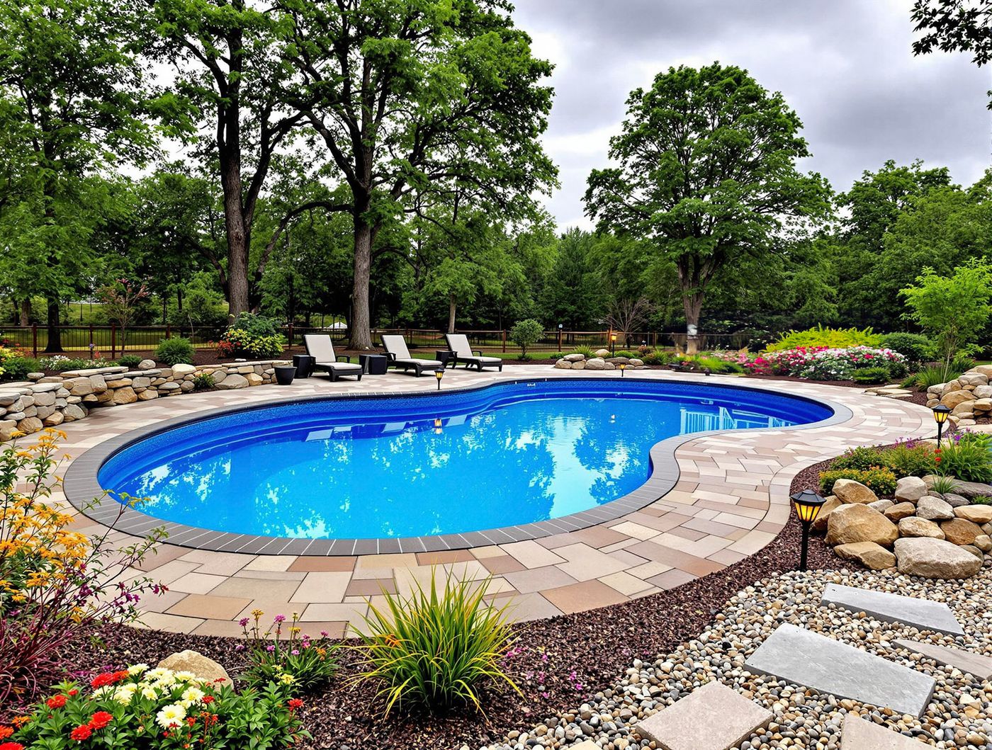 Kidney Pool with Boulder Landscaping