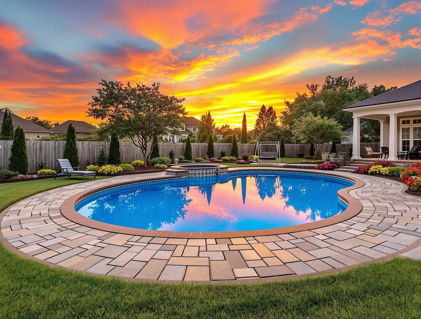 Kidney Pool Under Fiery Sunset Sky