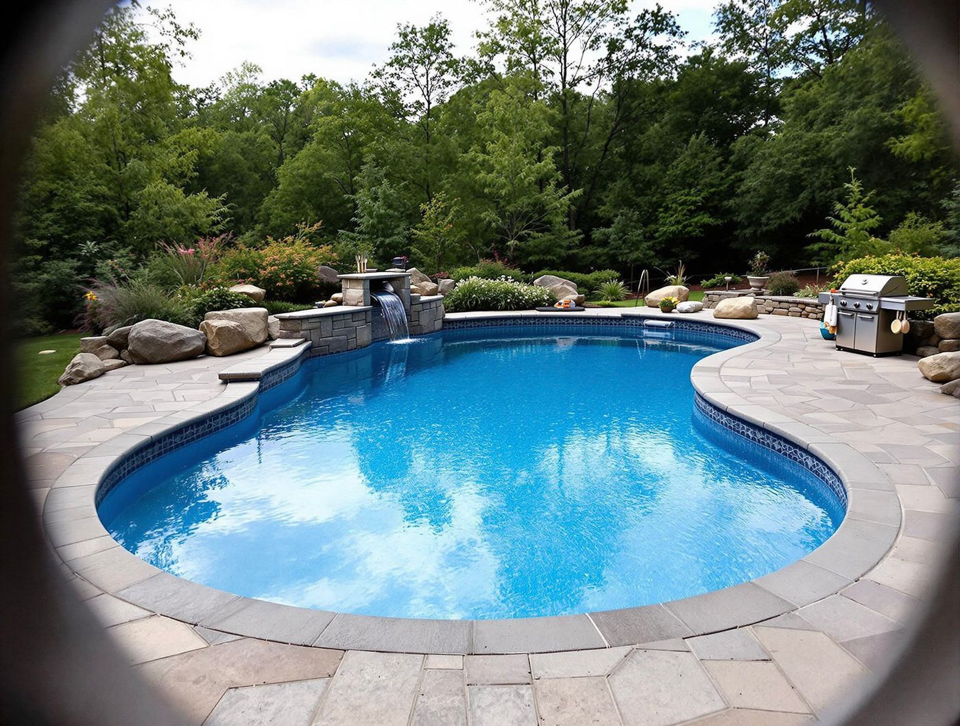 Kidney Pool with Boulder Waterfall Feature