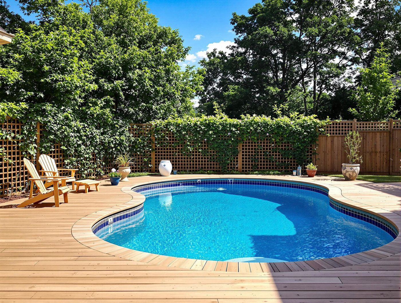 Kidney Pool on Cedar Wood Deck
