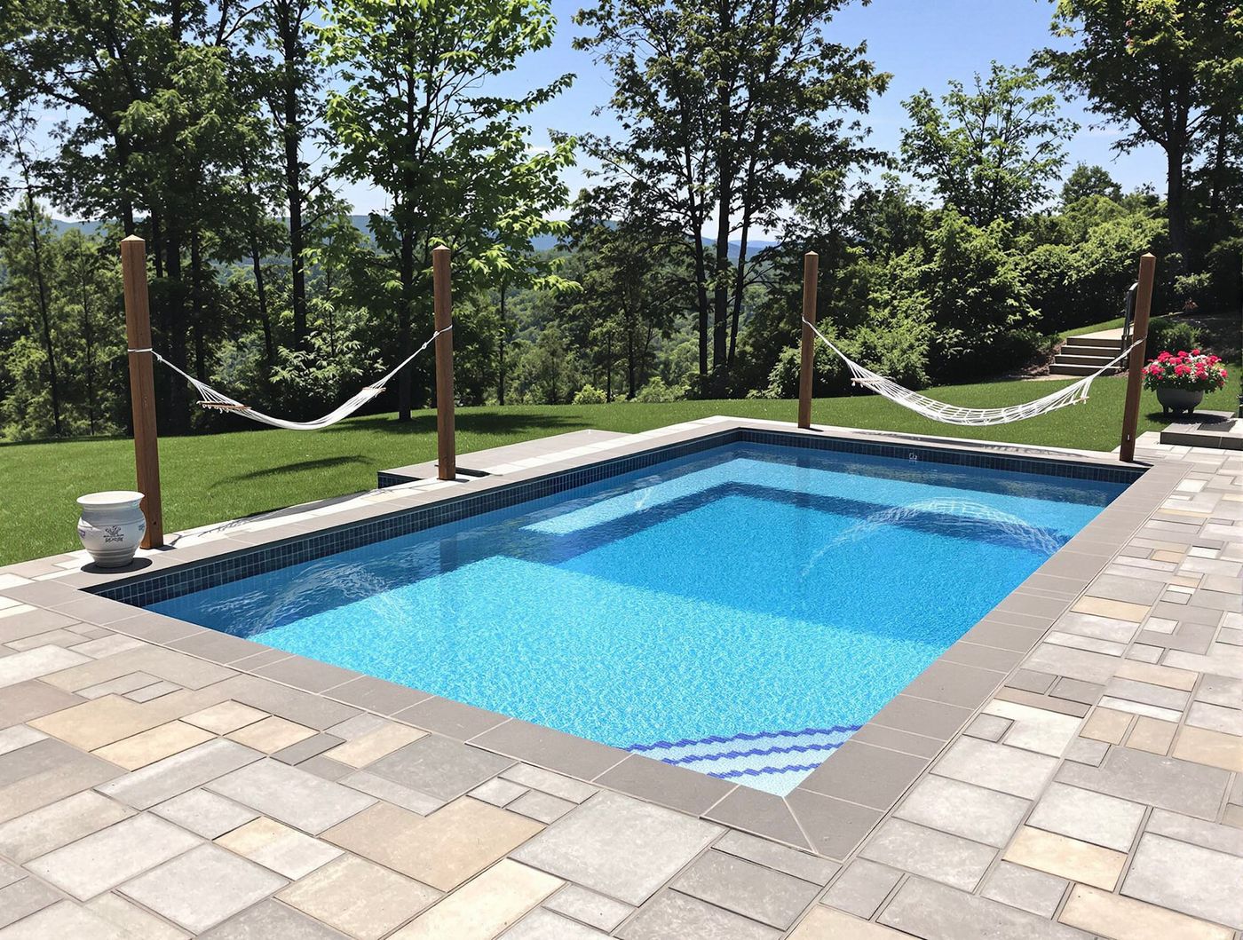 Rectangular Pool with Hammock Posts
