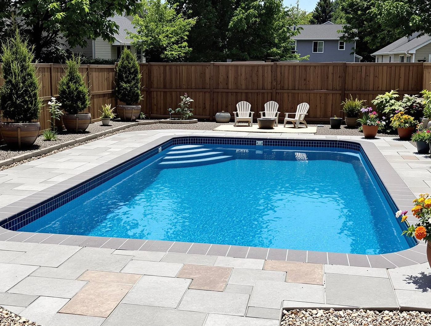 Rectangular Pool with Adirondack Chairs