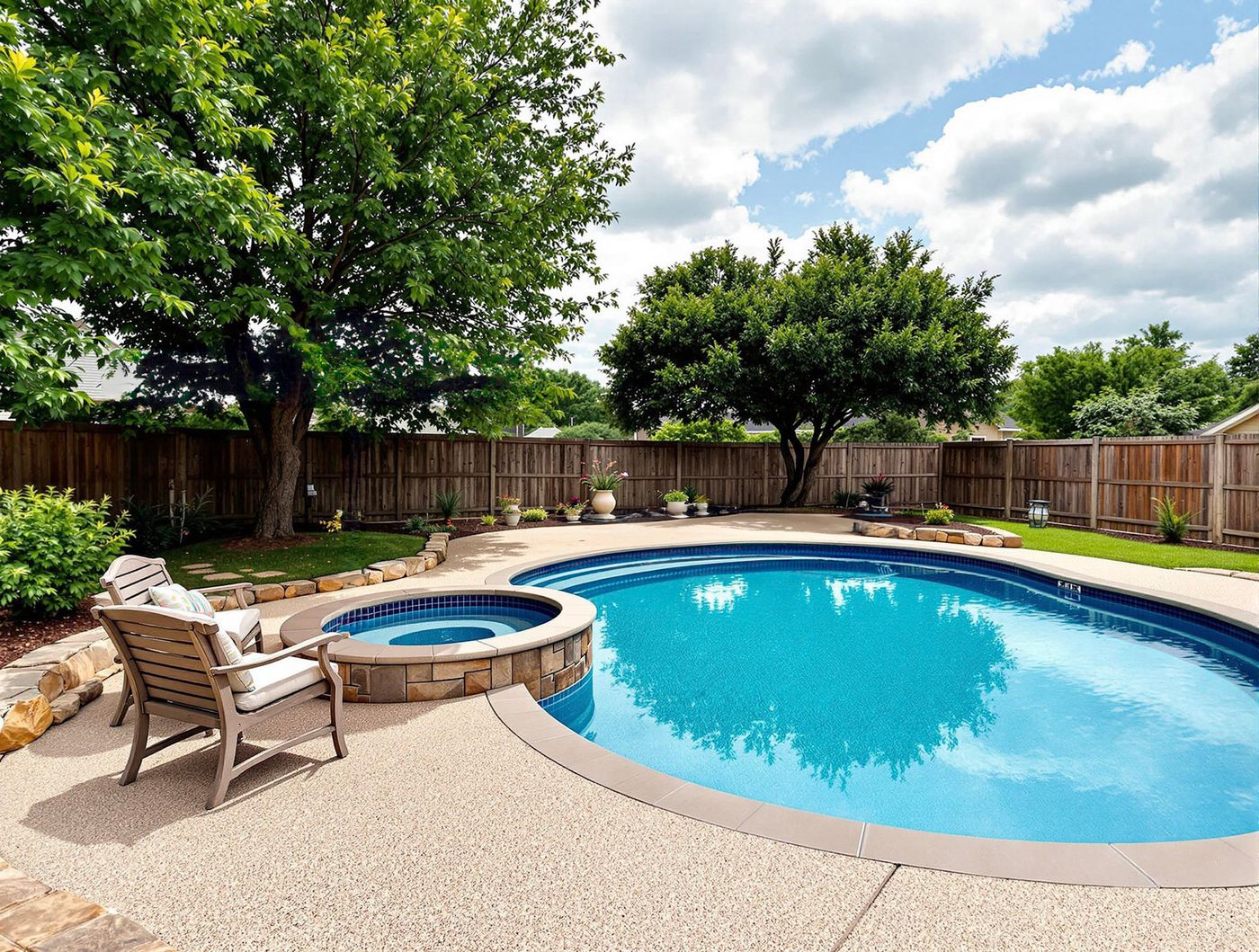 Kidney Pool with Stacked Stone Spa