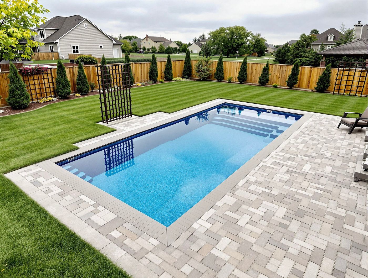 Rectangular Pool with Trellis Accent