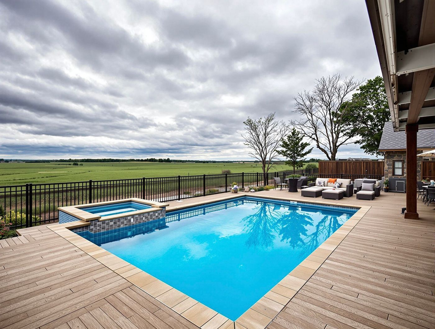 Rectangular Pool Overlooking Open Farmland