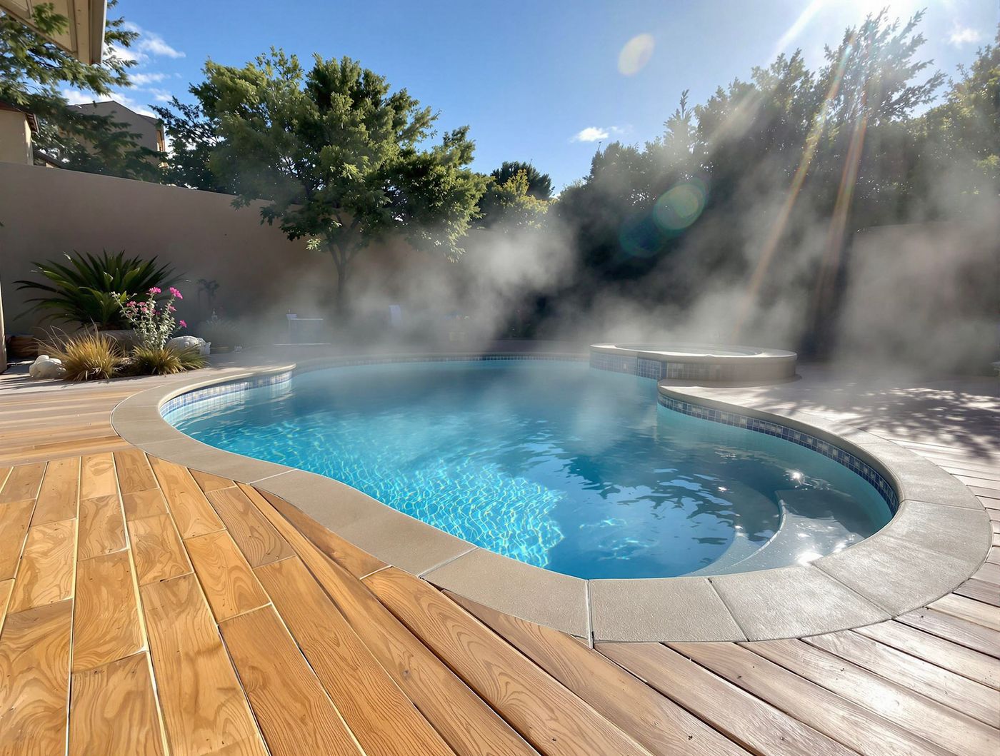 Round Infinity-Edge Pool at Dusk