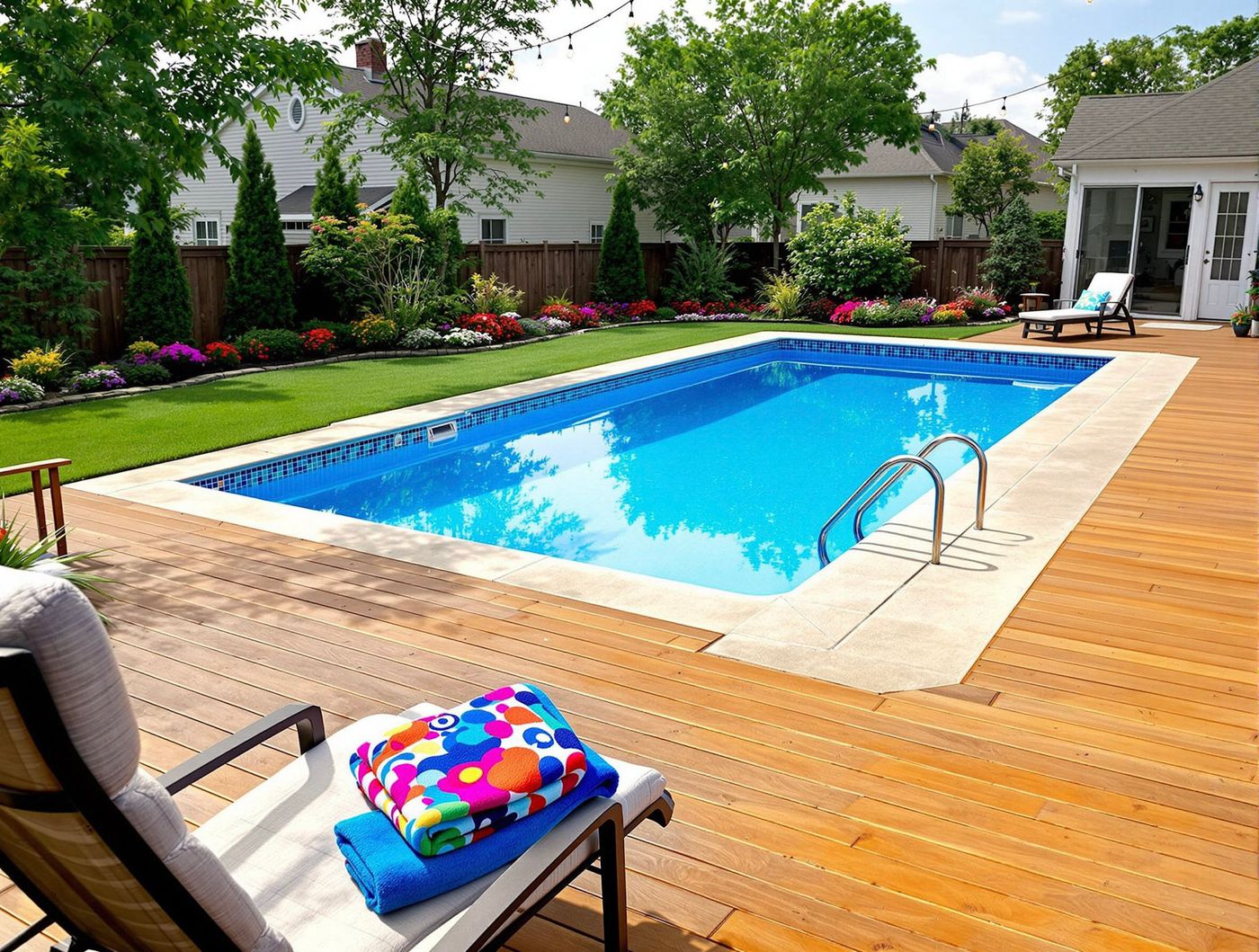 Rectangular Pool with Blooming Border