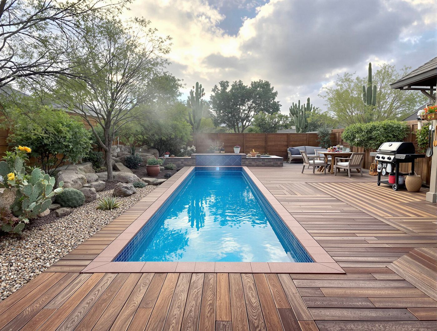 Desert Lap Pool with Cactus Garden