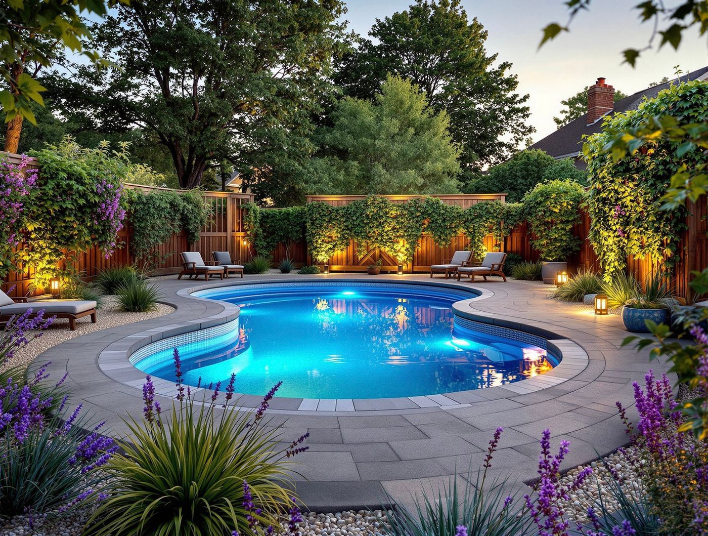 Freeform Pool with Lavender Border