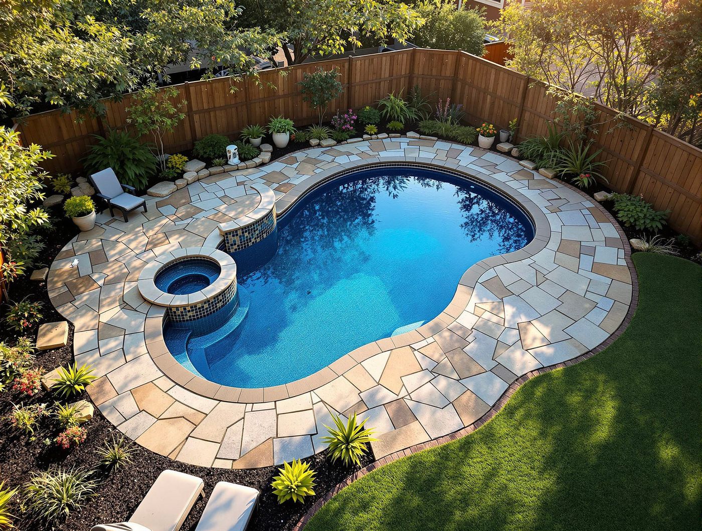 Aerial View of Kidney Pool with Spa