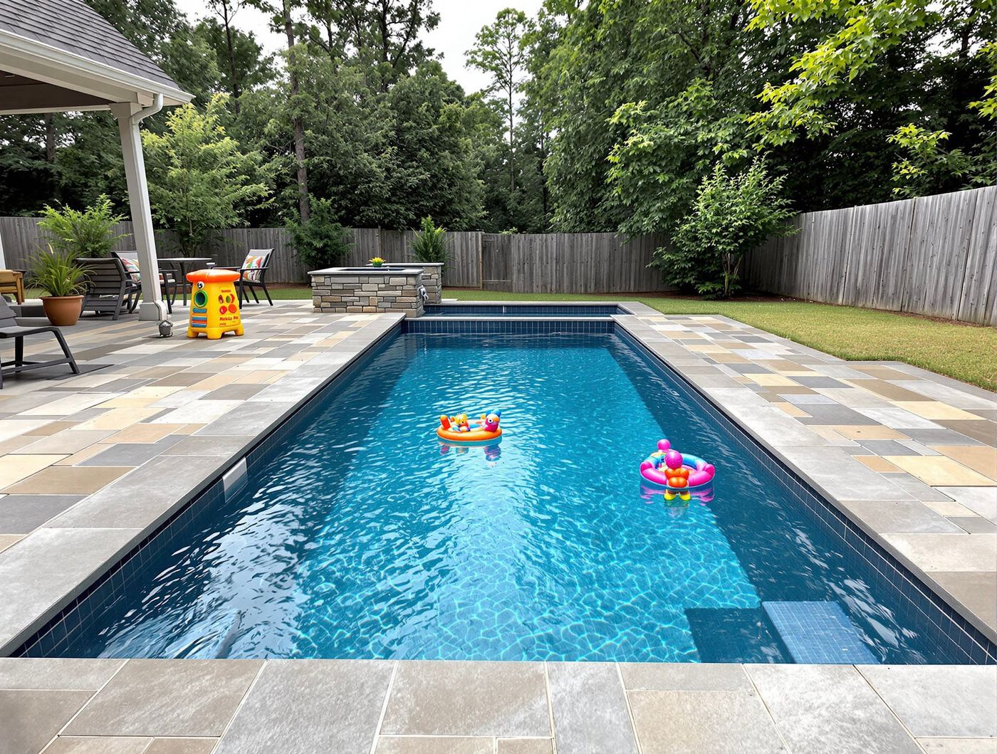 Rectangular Pool with Poolside Floats