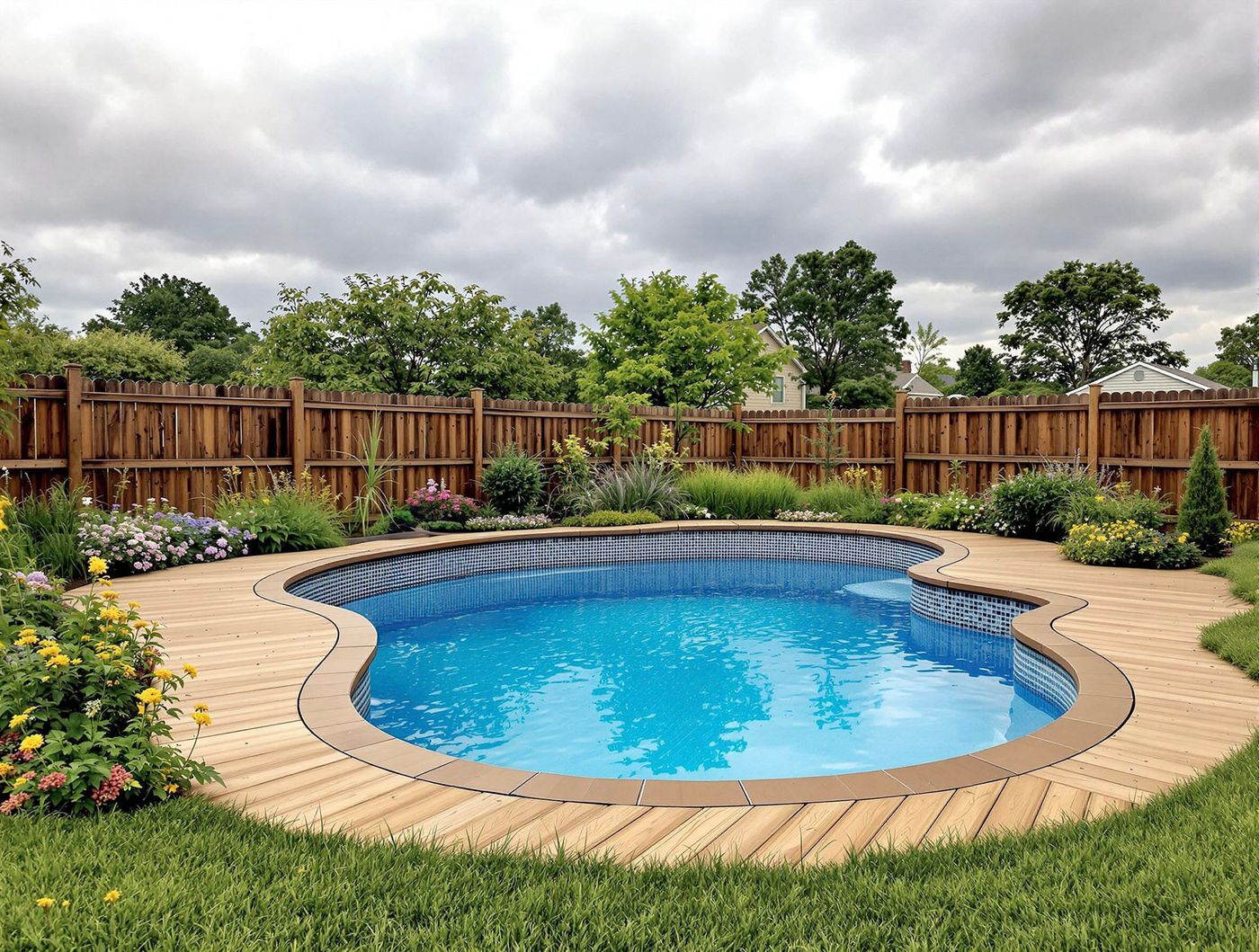 Round Pool with Sunken Tanning Ledge
