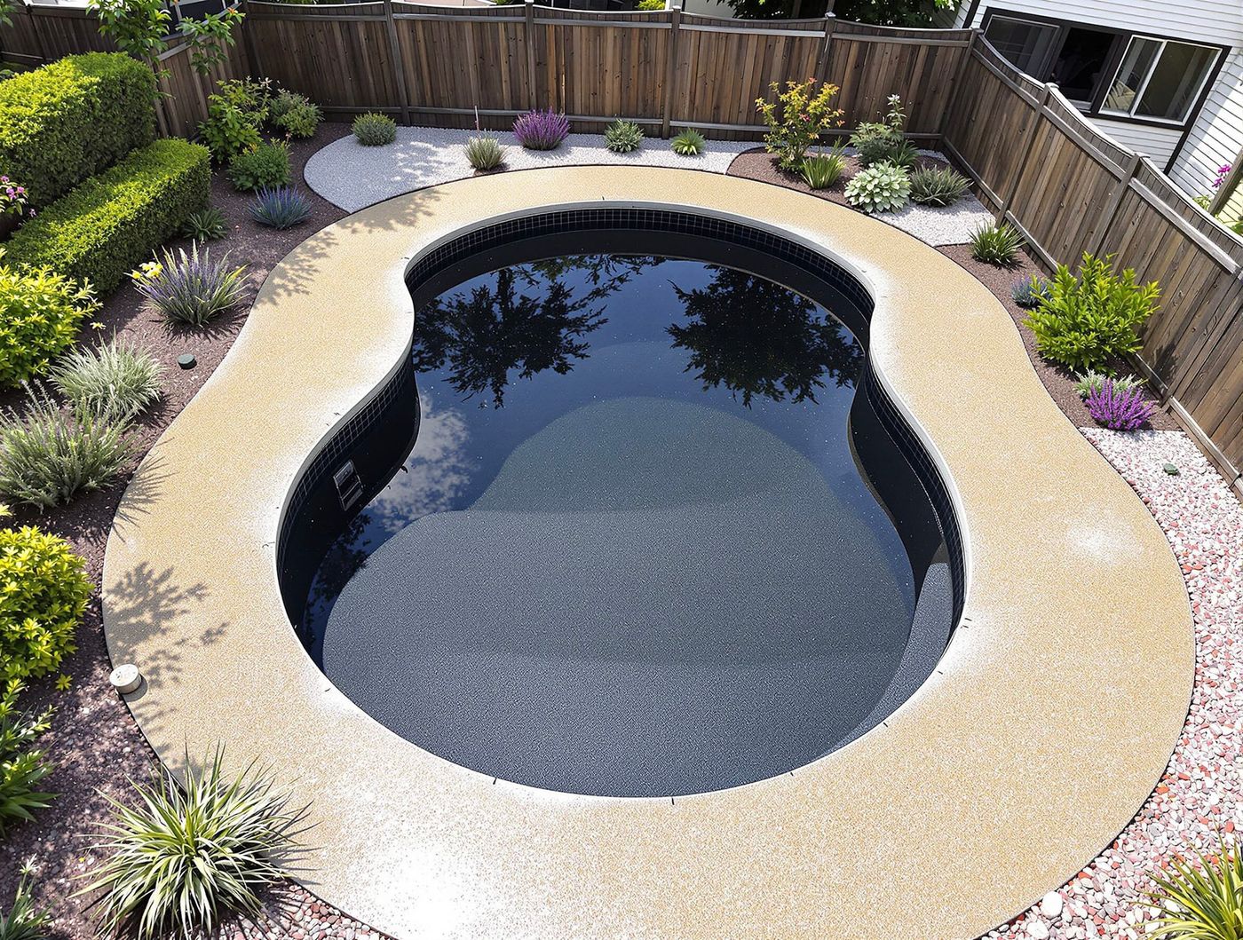 Dark-Bottom Pool with Tan Concrete Surround