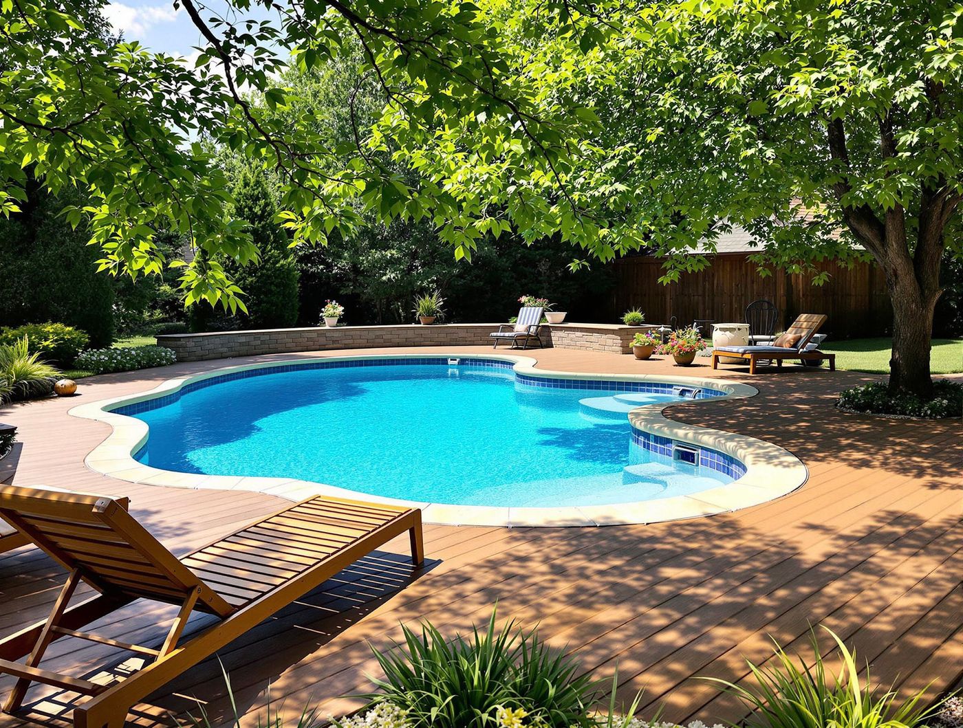 Freeform Pool Framed by Oak Canopy