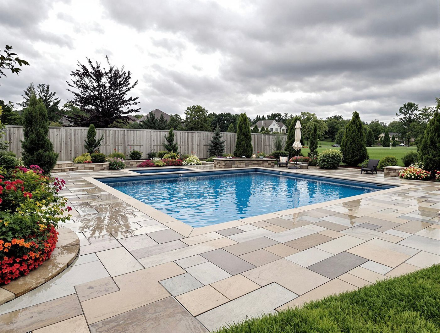 Square Pool with Bluestone Patio